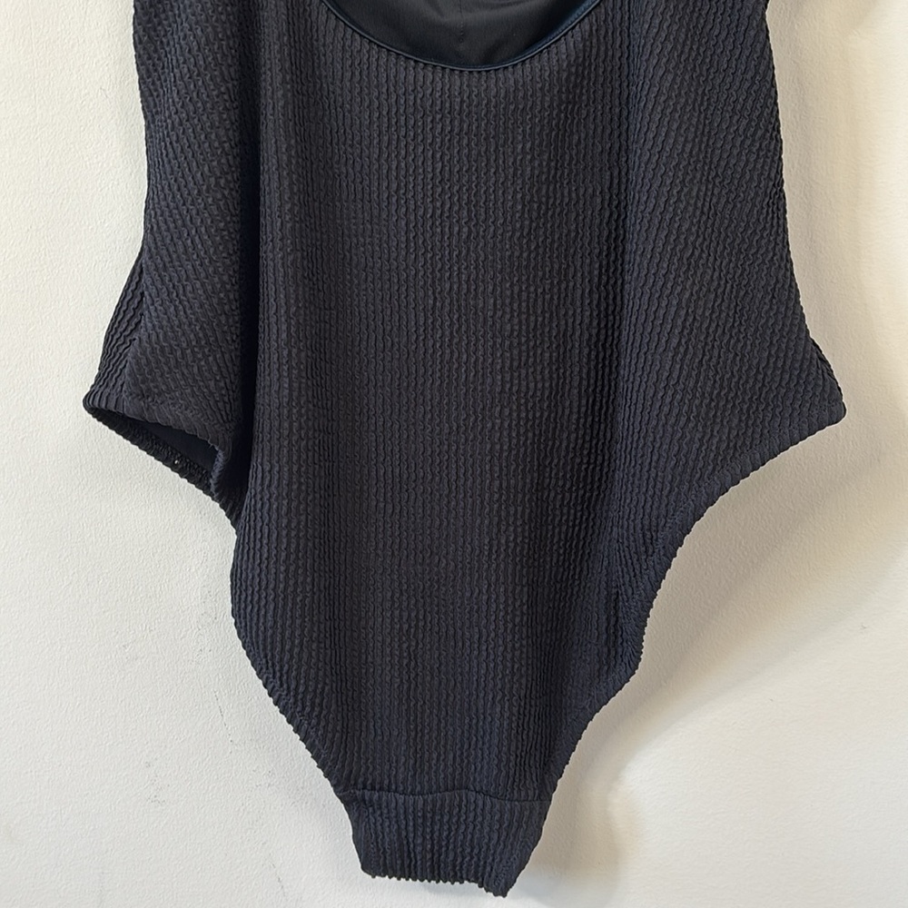 Aerie Crinkle Scoop Full Coverage One Piece Black Bathing Suit Size XL - Picture 9 of 12